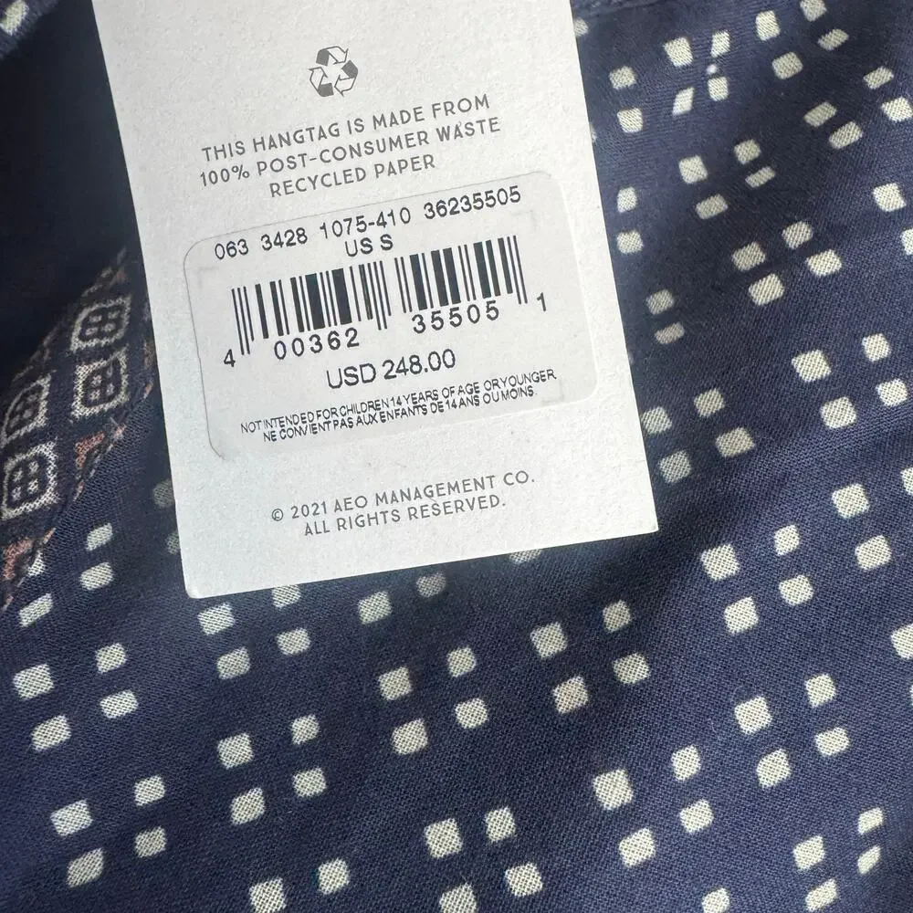 American Eagle AE77 Organic Cotton Boho Peasant Maxi Dress Tie Belt Size S NWT - Picture 8 of 12